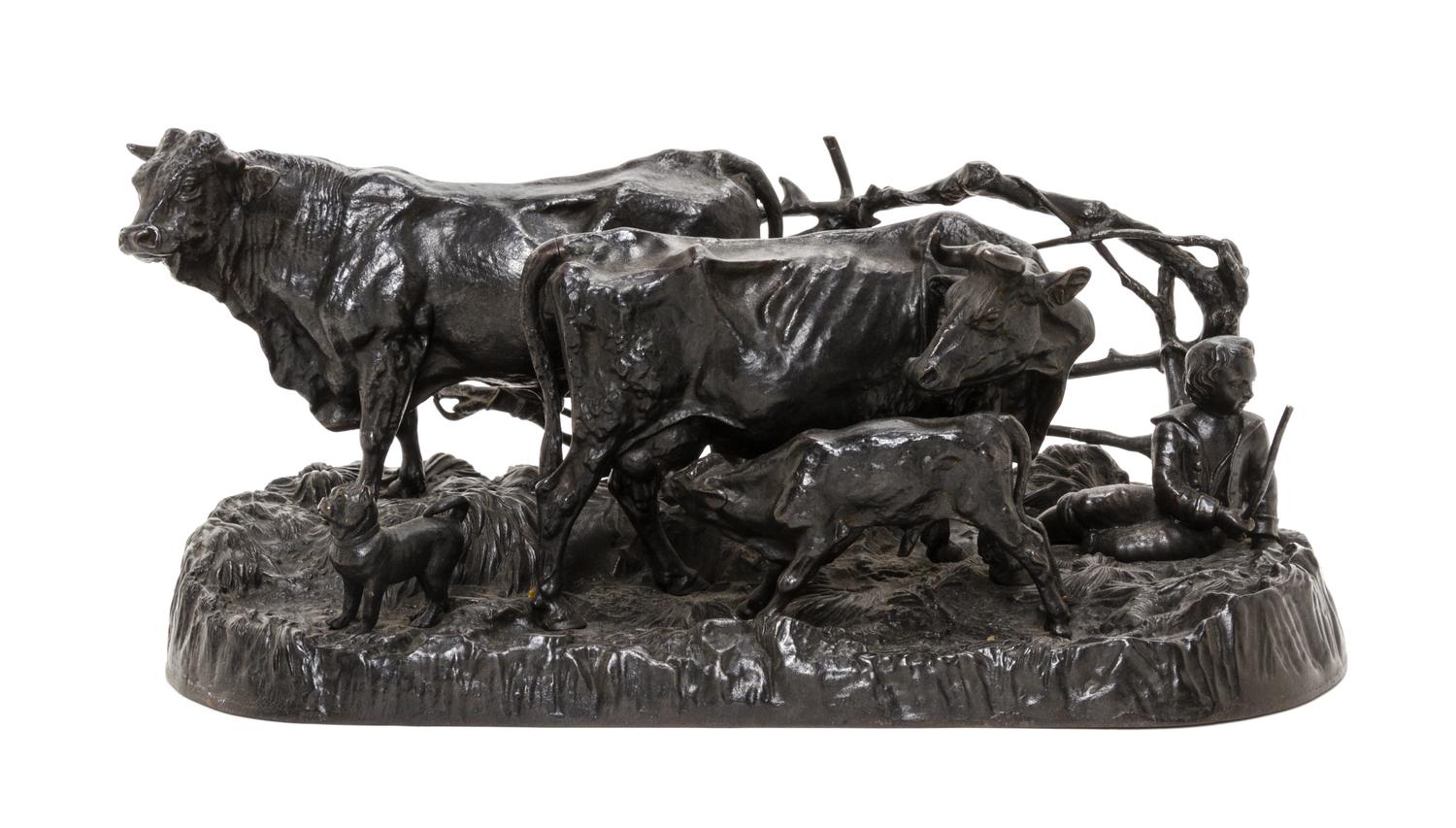 A Russian Cast Iron Figural Group, 19TH CENTURY, Width 14 inches. — 19TH CENTURY,