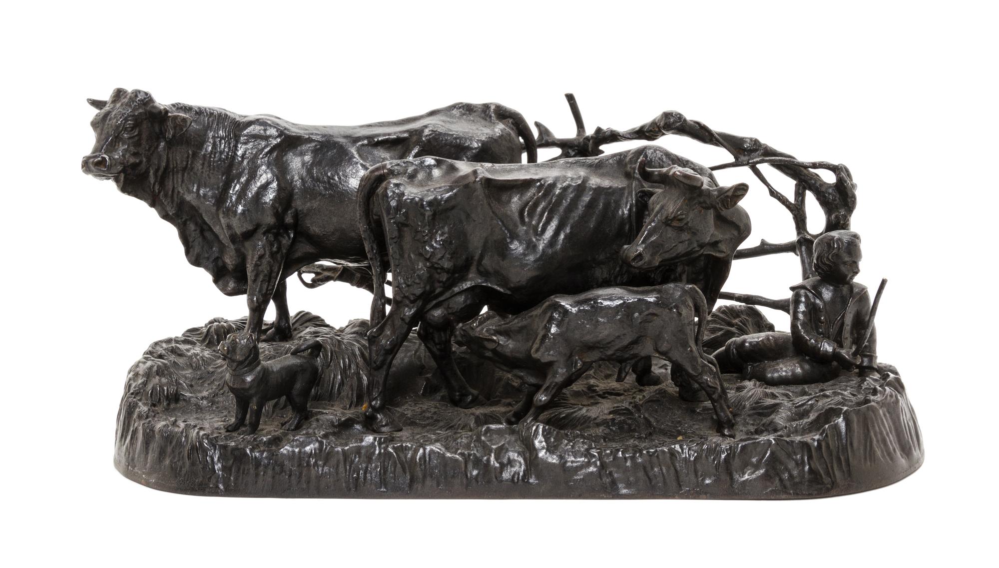 A Russian Cast Iron Figural Group, 19TH CENTURY, Width 14 inches. — 19TH CENTURY,