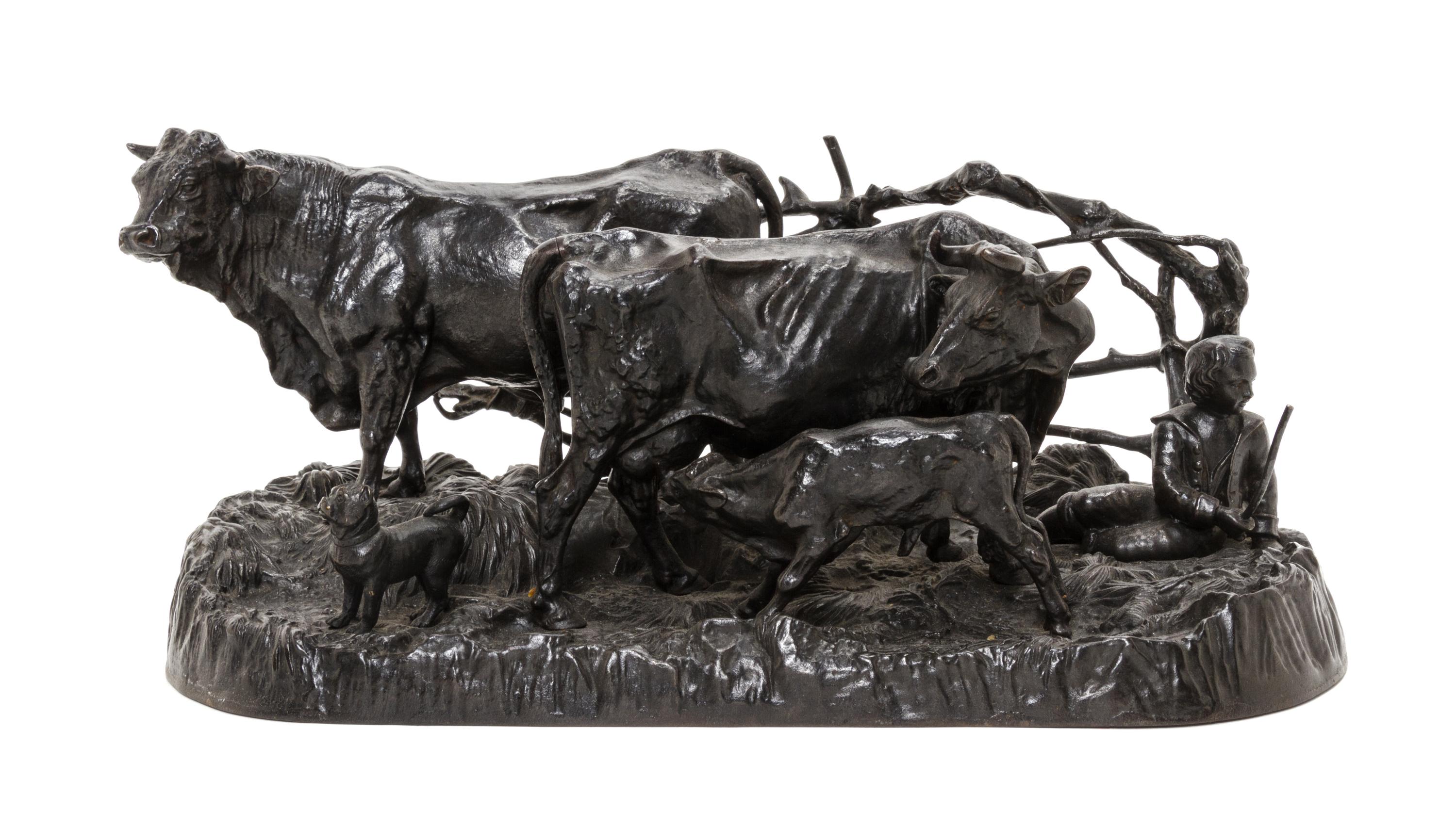 A Russian Cast Iron Figural Group, 19TH CENTURY, Width 14 inches. — 19TH CENTURY,