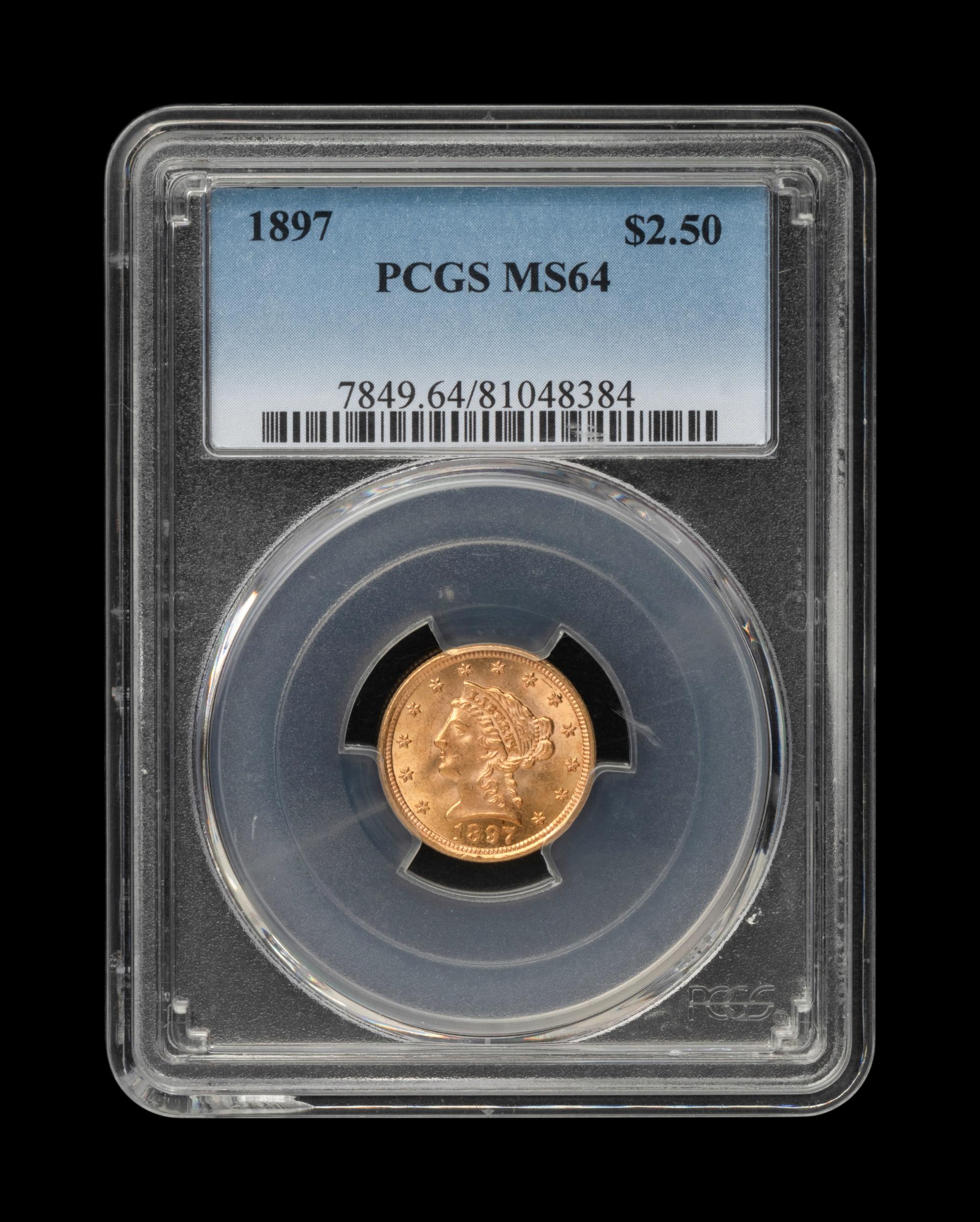 An 1897 Liberty Head $2.50 Gold Coin (PCGS MS64)