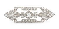 An Art Deco Platinum and Diamond Brooch, 3.50 dwts.