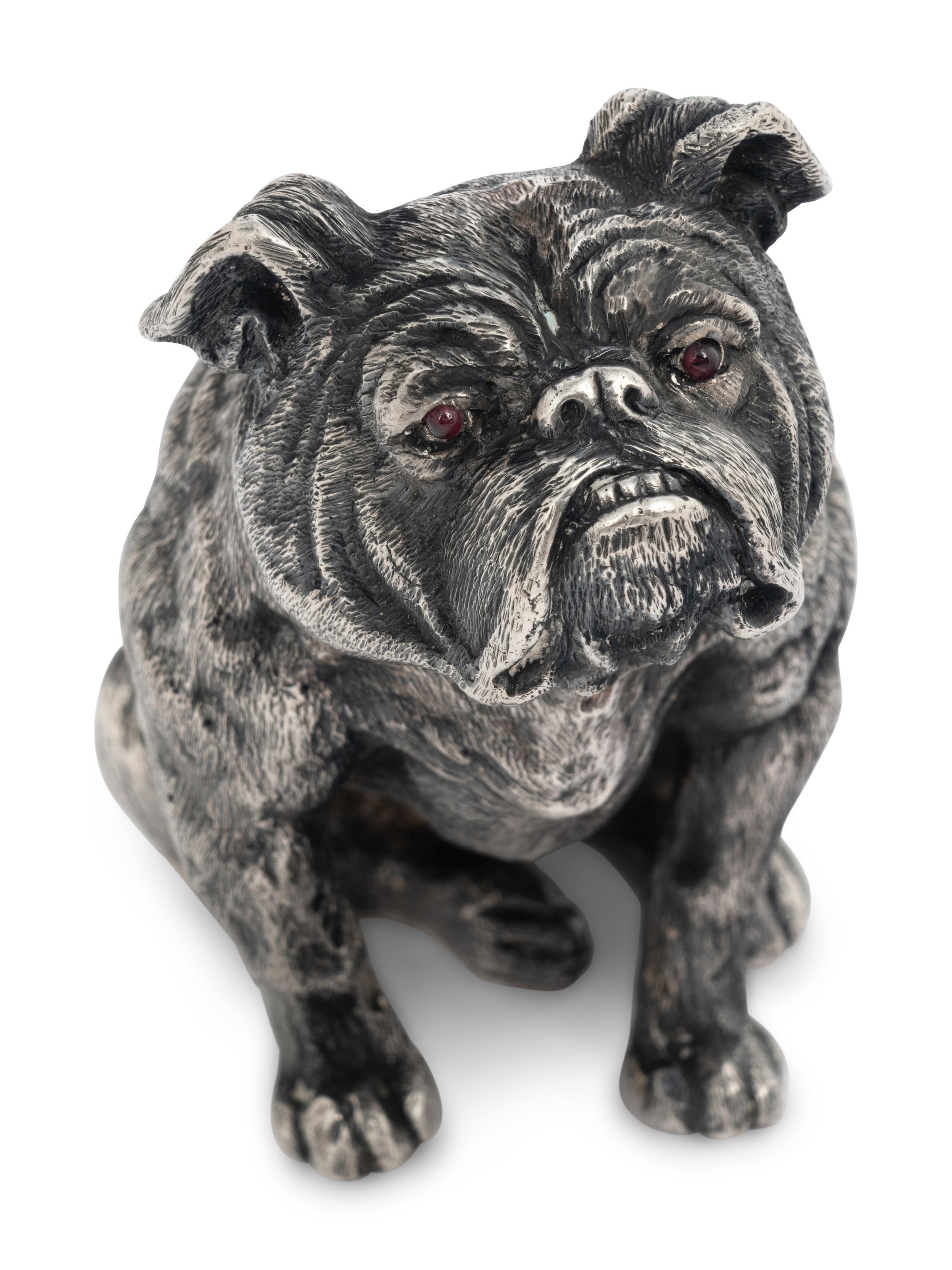 A Russian Silver Bulldog Figure