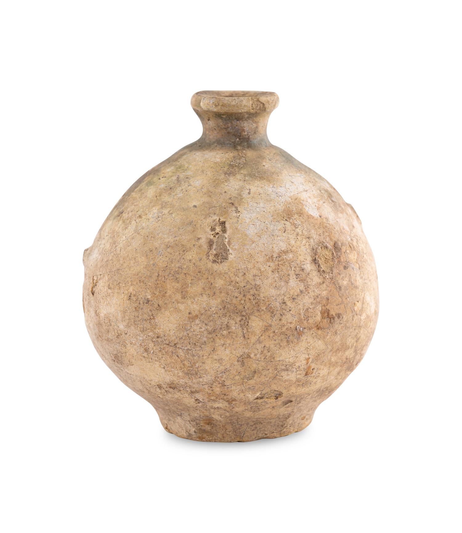 A Parthian Glazed Pottery Amphora and a Parthian or Sassanian Turquoise Glazed Pottery Vase