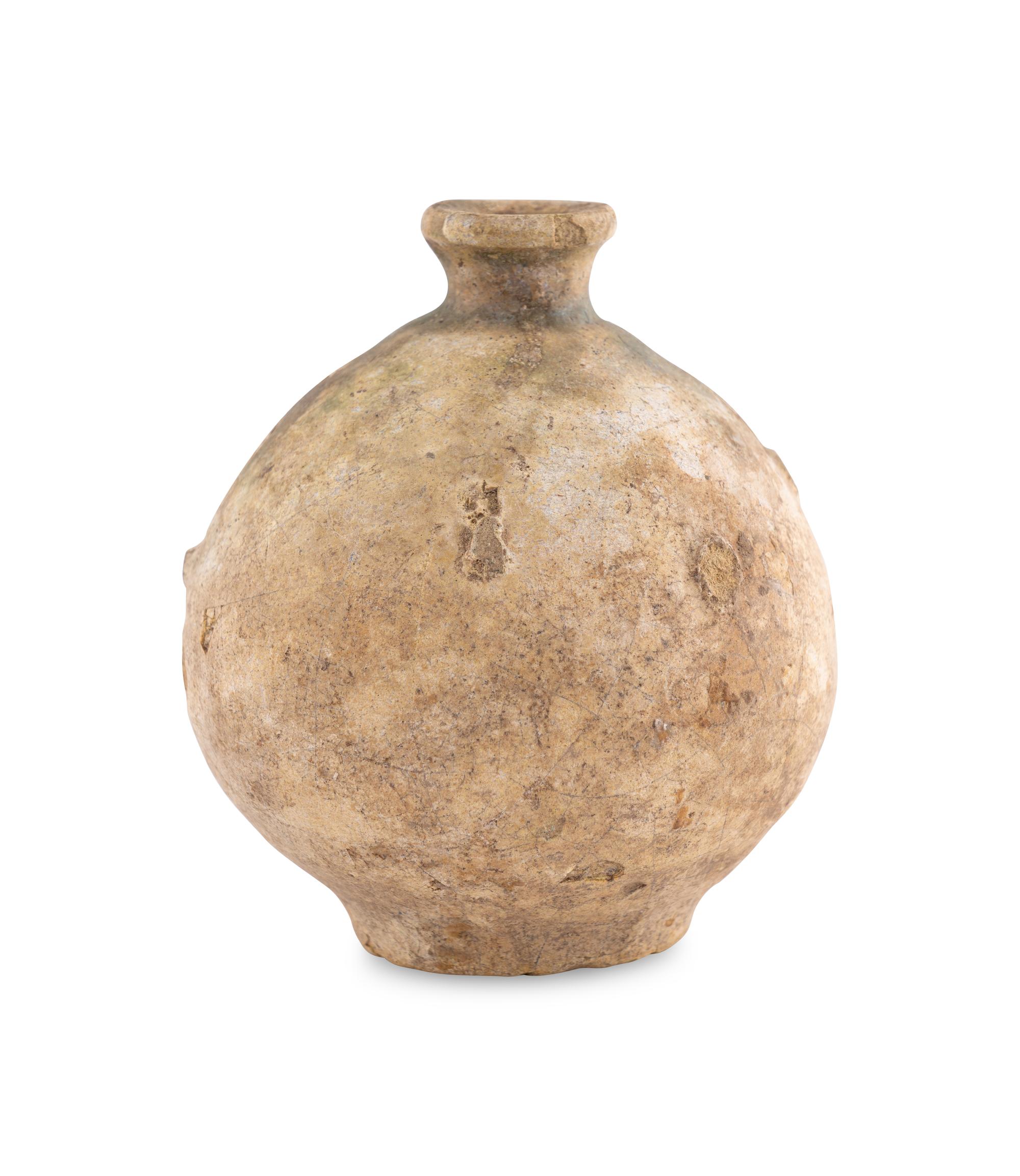 A Parthian Glazed Pottery Amphora and a Parthian or Sassanian Turquoise Glazed Pottery Vase
