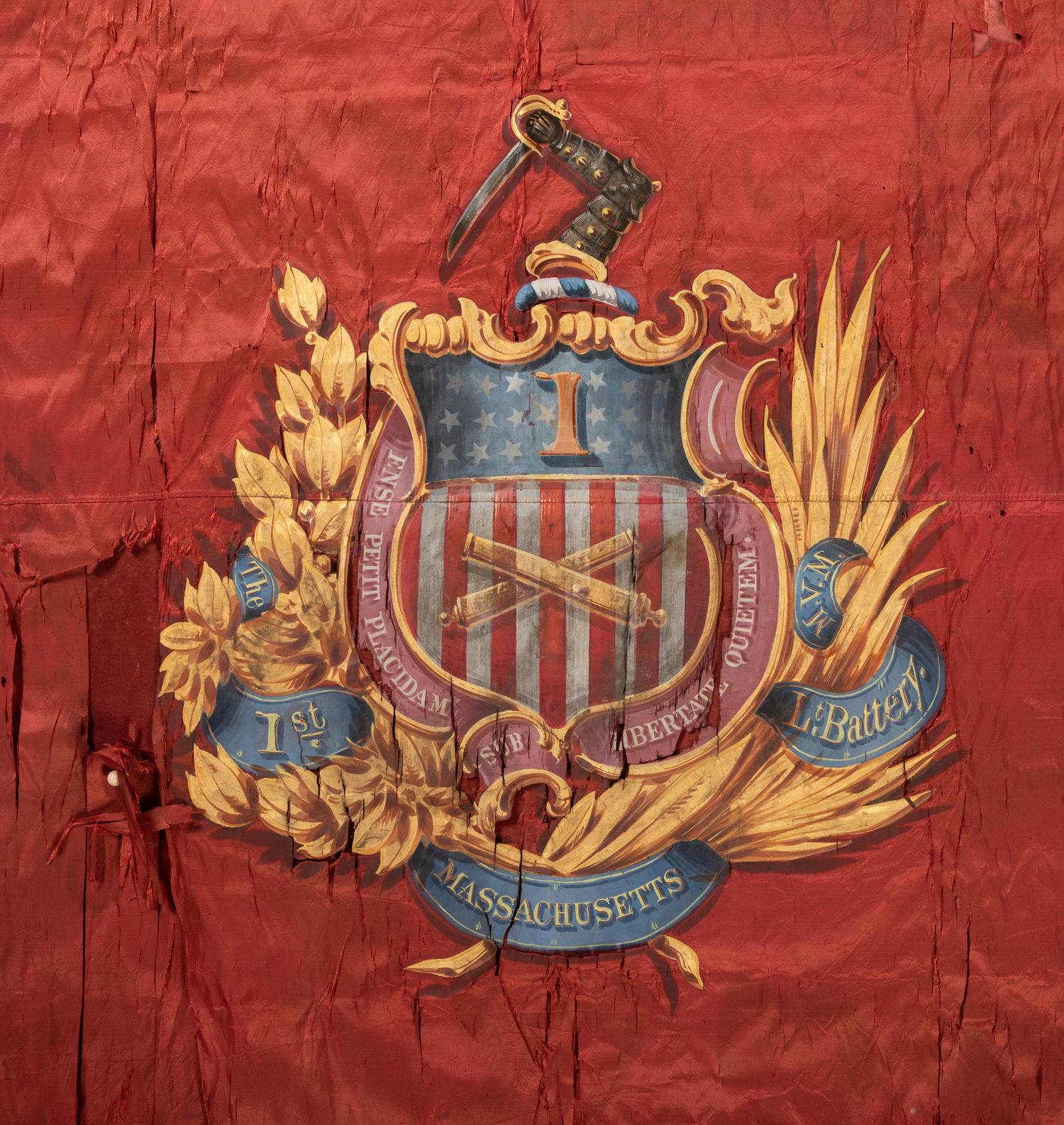 [CIVIL WAR]. Silk standard identified to the 1st Massachusetts Light Battery. Ca mid-to-late 1860s.