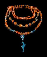 Three Chinese Carnelian Agate Necklaces