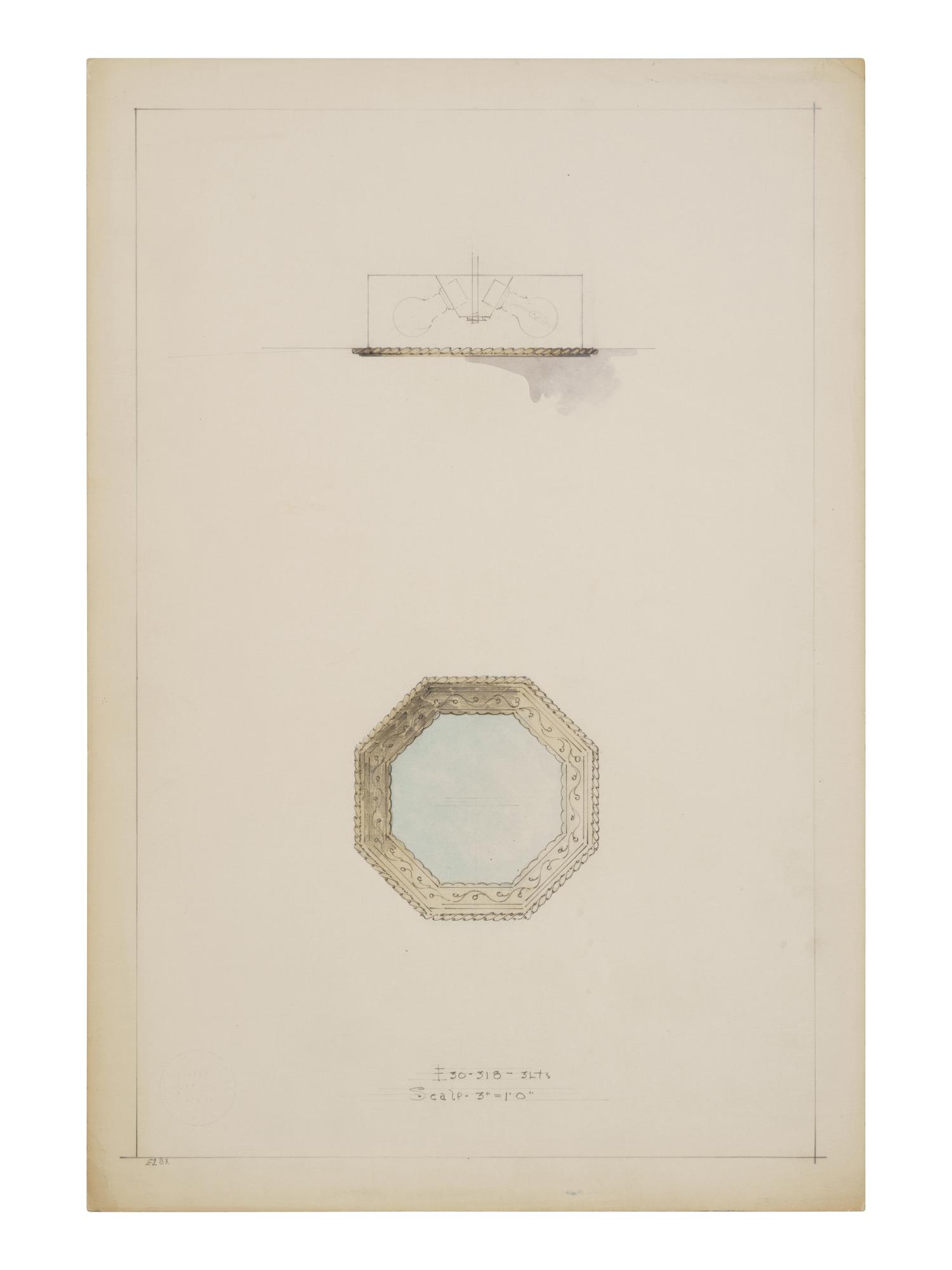 A Collection of Pencil and Ink Prototype Drawings for Beardslee Chandelier Co.