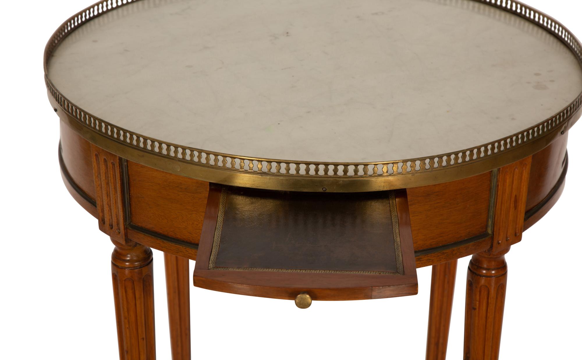 A Louis XVI Style Mahogany Marble-Top Bouillotte Table