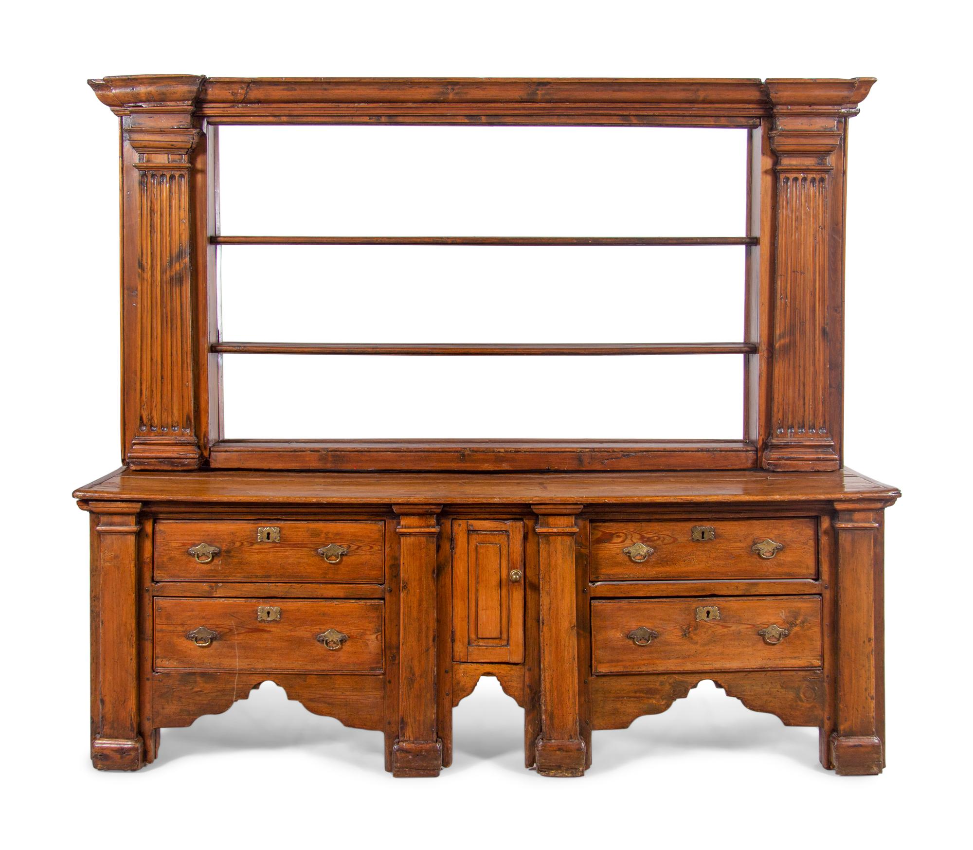 An Italian Walnut Serving Cabinet and Hanging Étagère