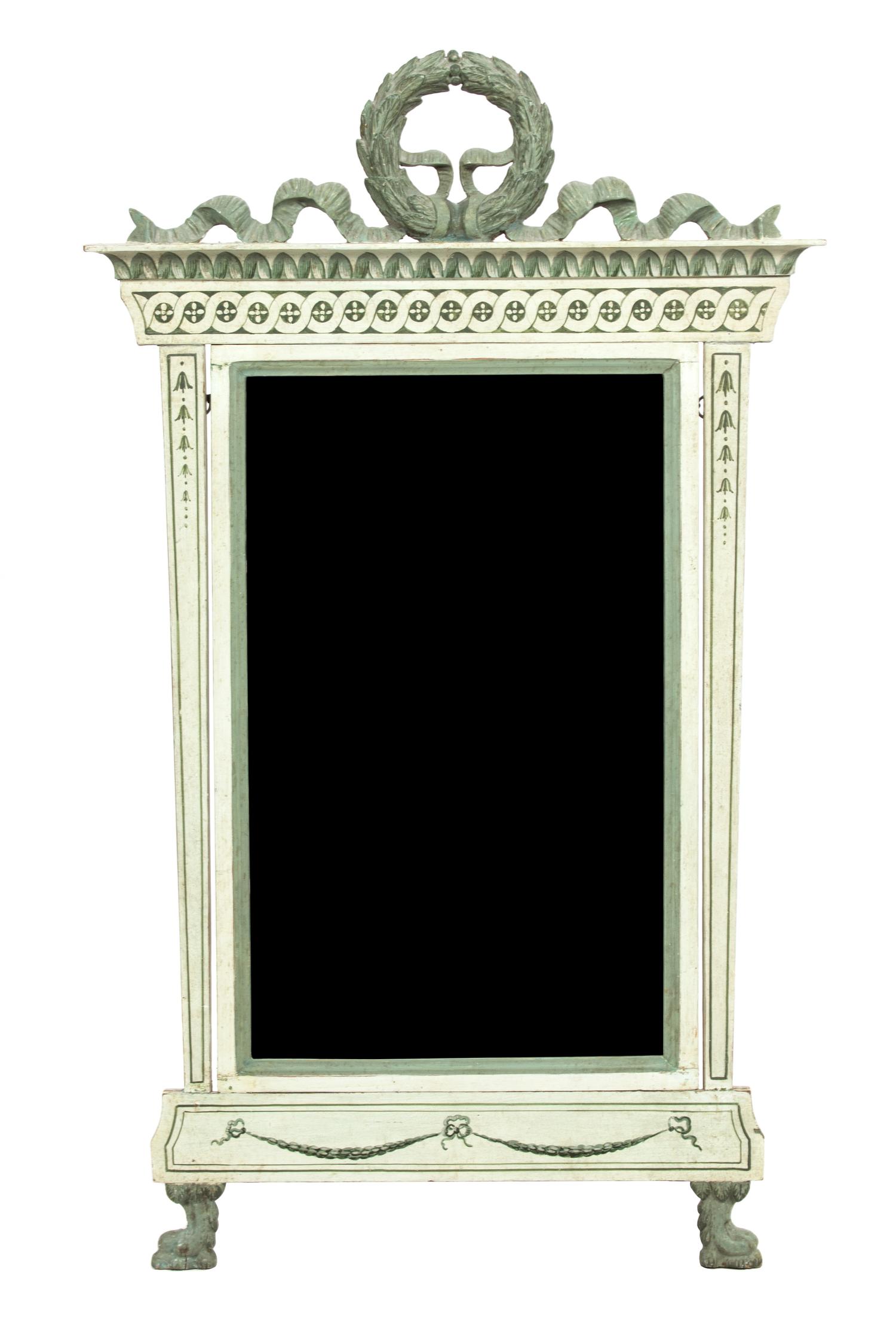 A Louis XVI Style Painted Mirror Height 48 x width 28 1/2 inches. — 20TH CENTURY