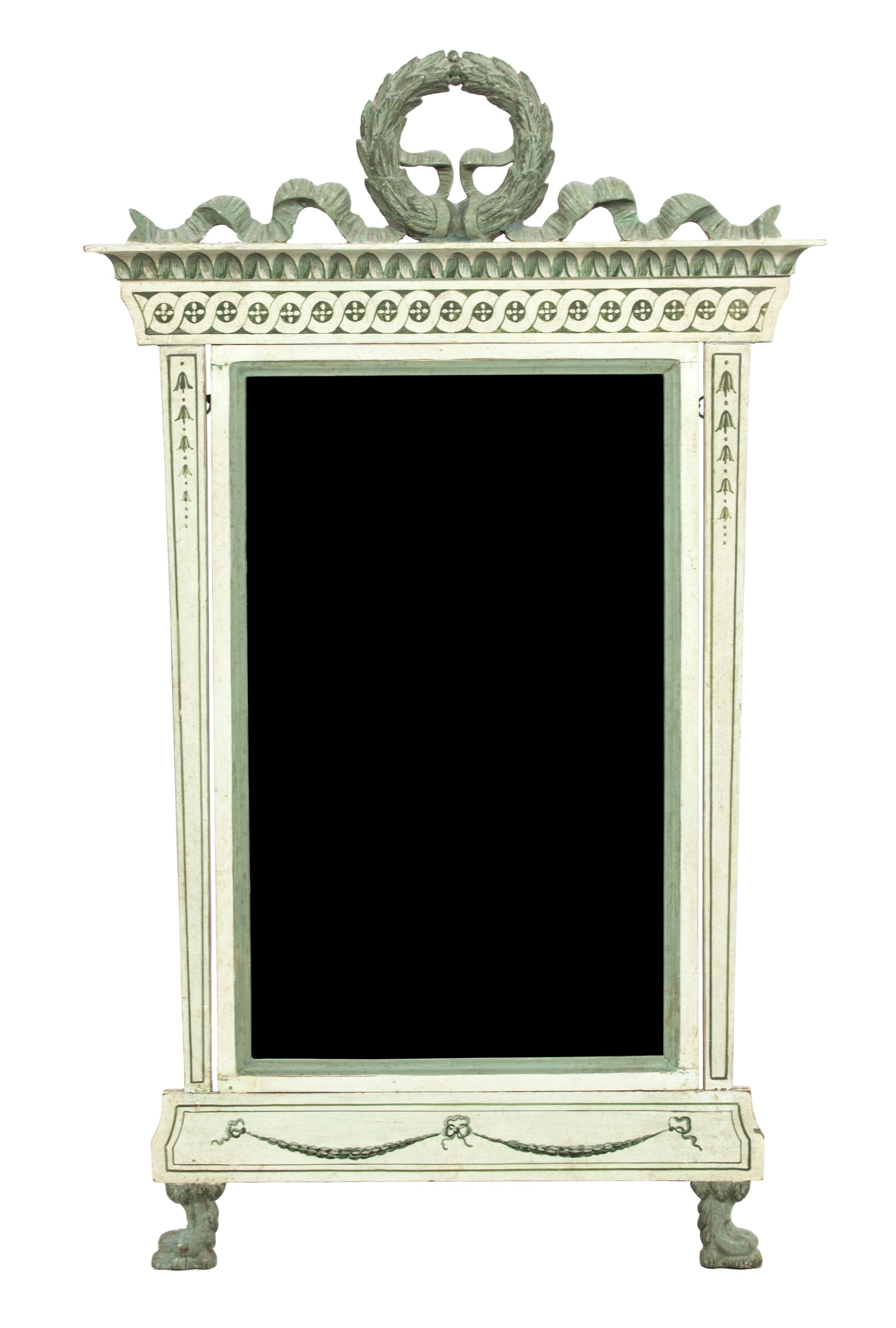 A Louis XVI Style Painted Mirror Height 48 x width 28 1/2 inches. — 20TH CENTURY