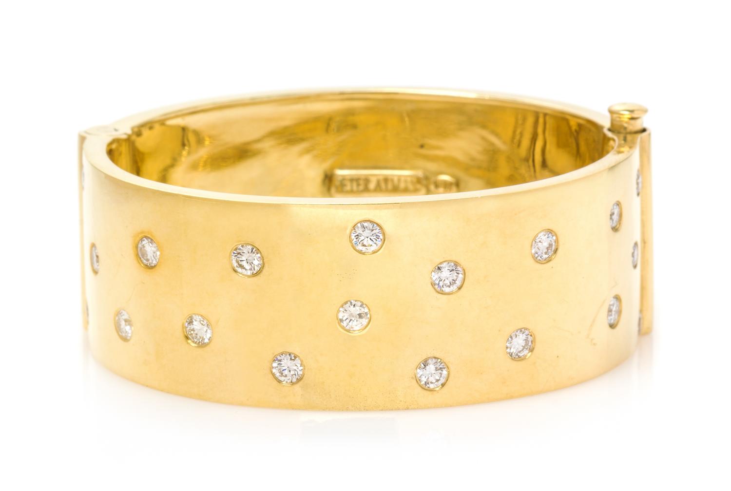 An 18 Karat Yellow Gold and Diamond Bangle Bracelet, 62.25 dwts.