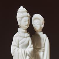 Three Chinese Blanc-de-Chine Porcelain Figural Group-Form Joss-Stick Holders, 17th Century — 清早期 德化白瓷塑人像香插三件