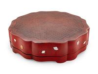 A Chinese Red Lacquered Octafoil Flori-Form Box