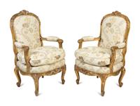 A Pair of Louis XV Style Giltwood Fauteuils — 19TH CENTURY