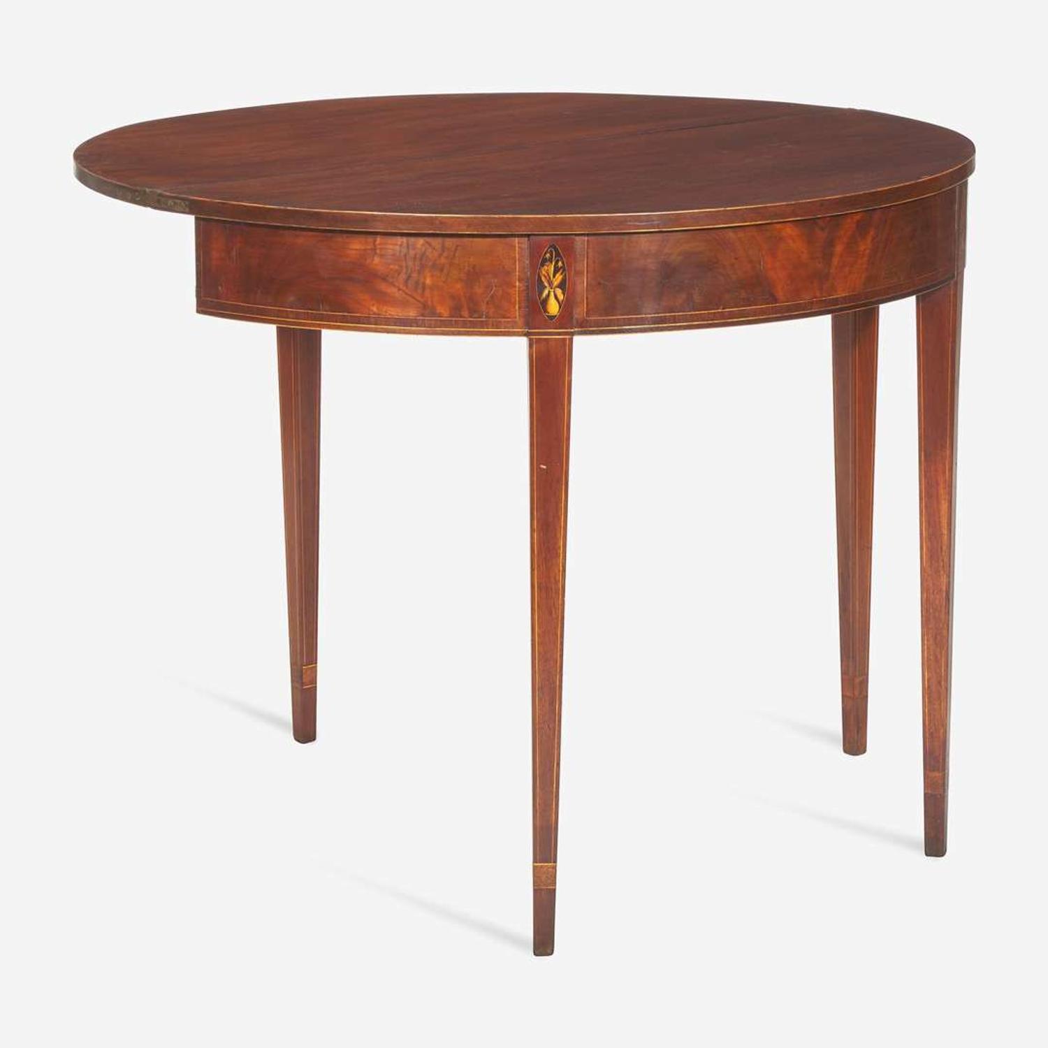 A Federal inlaid mahogany demilune card table Southern States, circa 1800