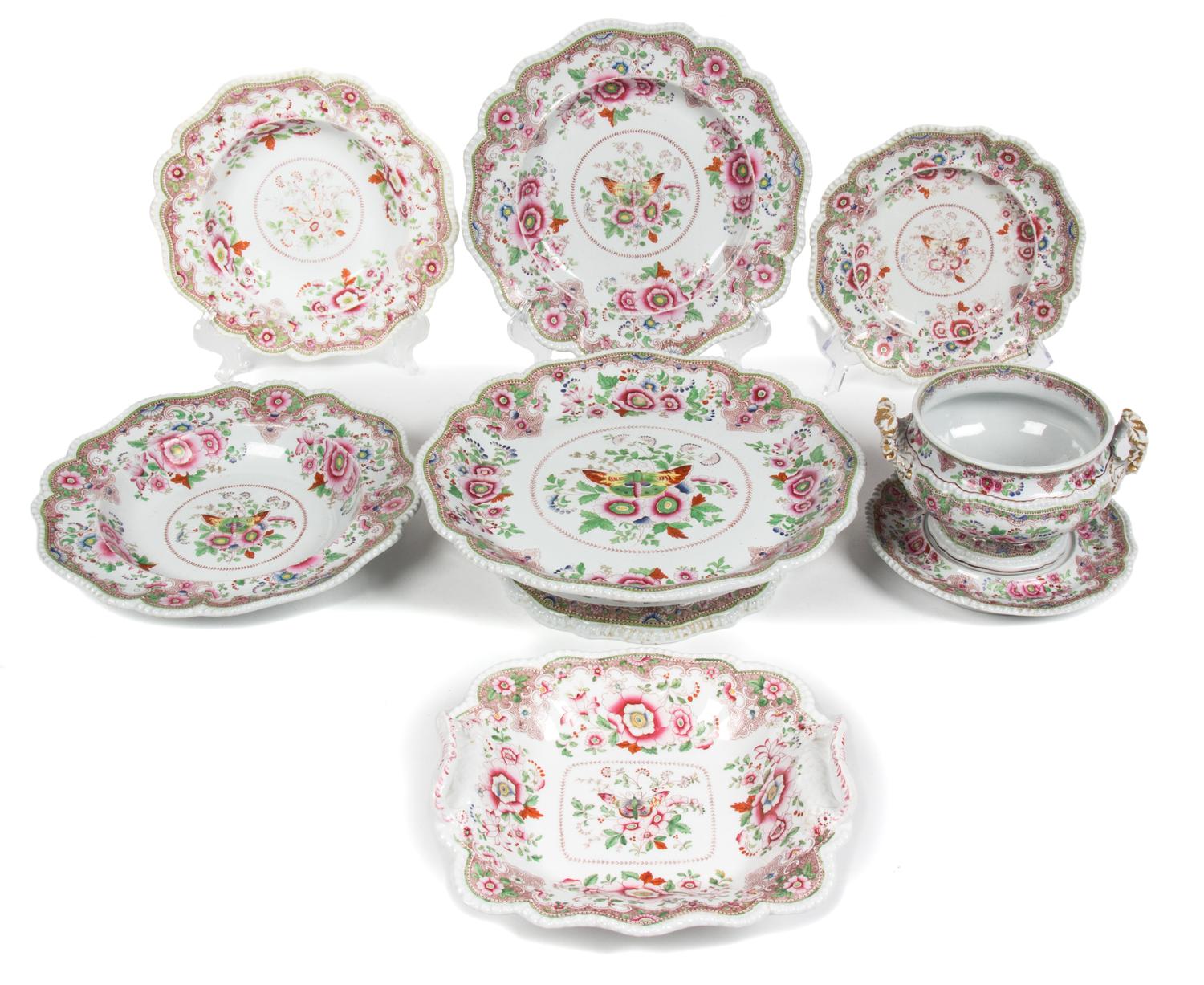 An English Ironstone Partial Dinner Service Diameter of first 10 1/4 inches.