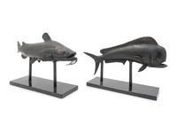 A Pair of Contemporary Patinated Bronze Fish