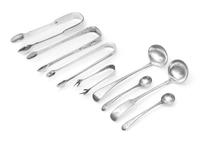 A Collection of English Silver Serving Articles, Various Makers, comprising a George III Old English form sauce ladle, Solomon Houghman