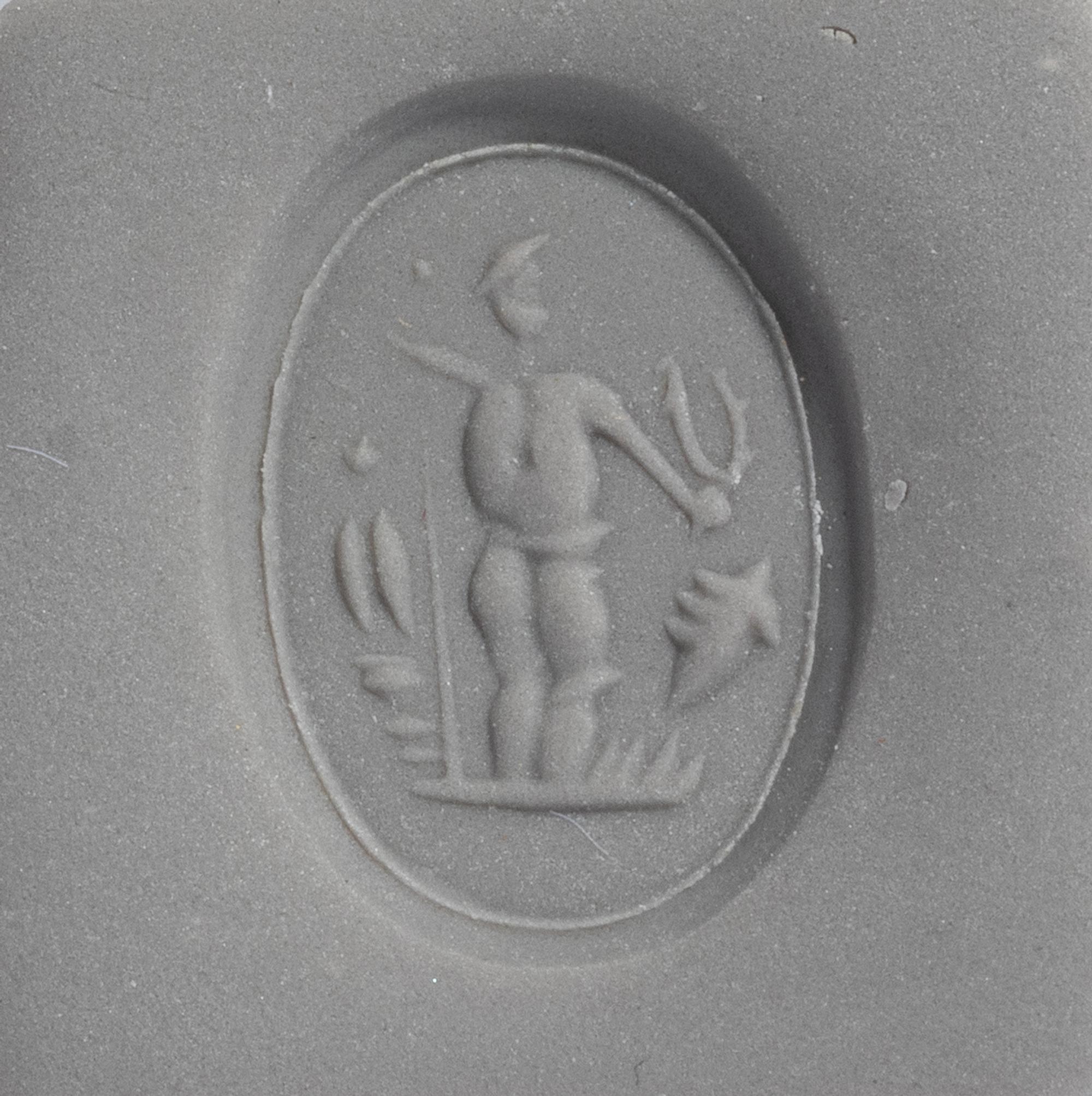 A Neoclassical Carnelian and Gold Stickpin with a Mythological Scene