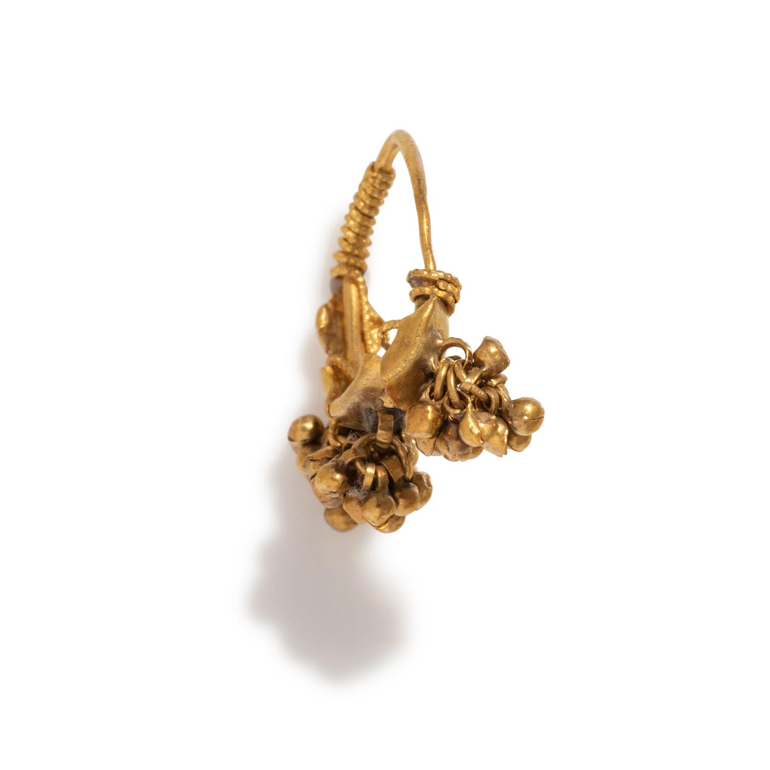 An Archaeological Revival Gold Earring with Bells
