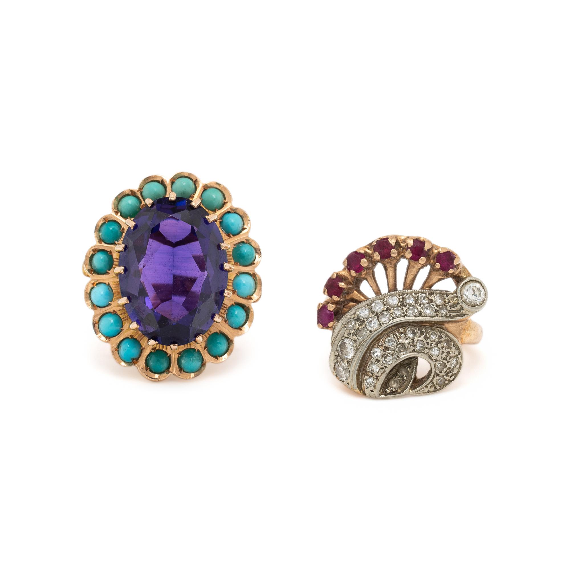 COLLECTION OF GOLD AND GEMSTONE RINGS