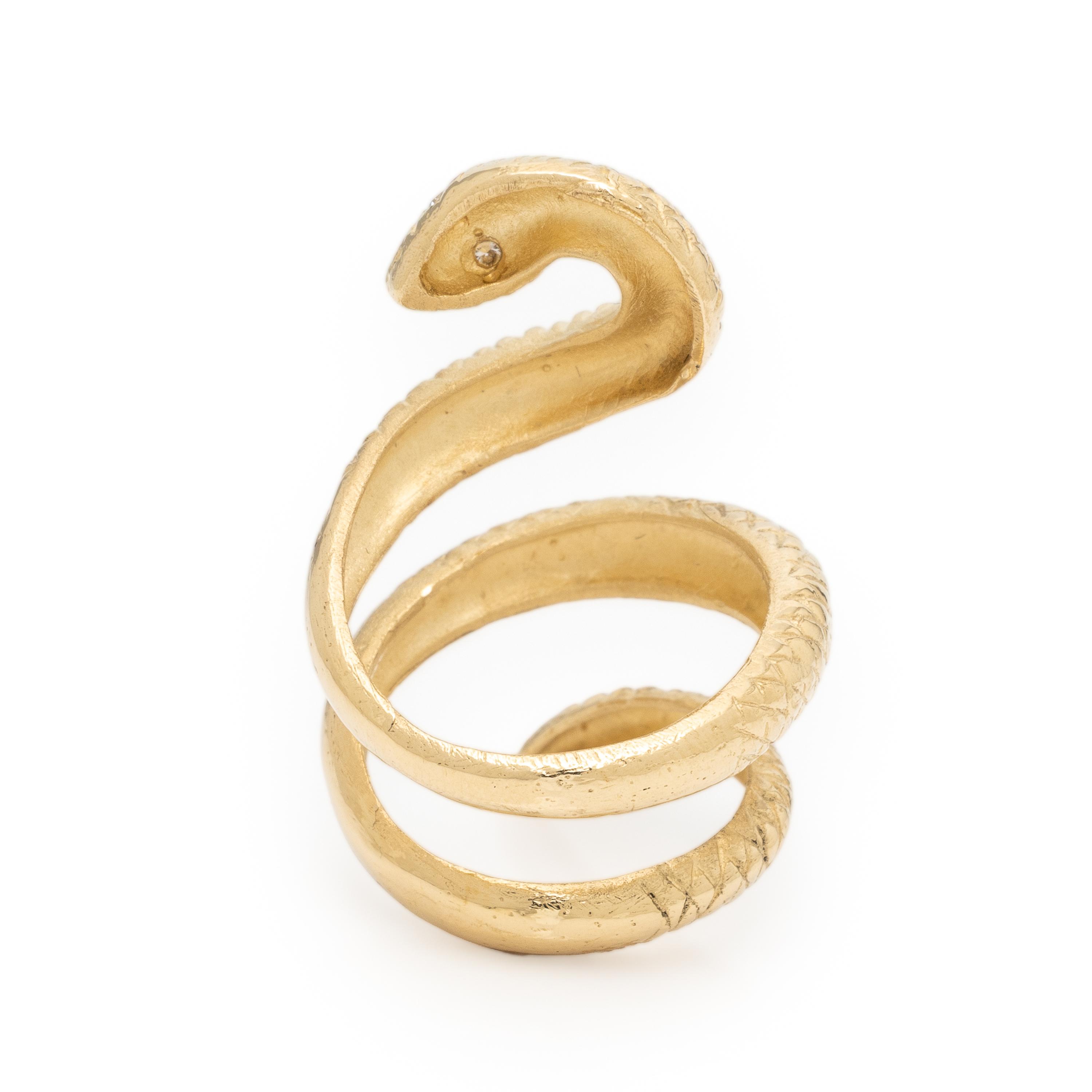 Yellow Gold and Diamond Snake Ring