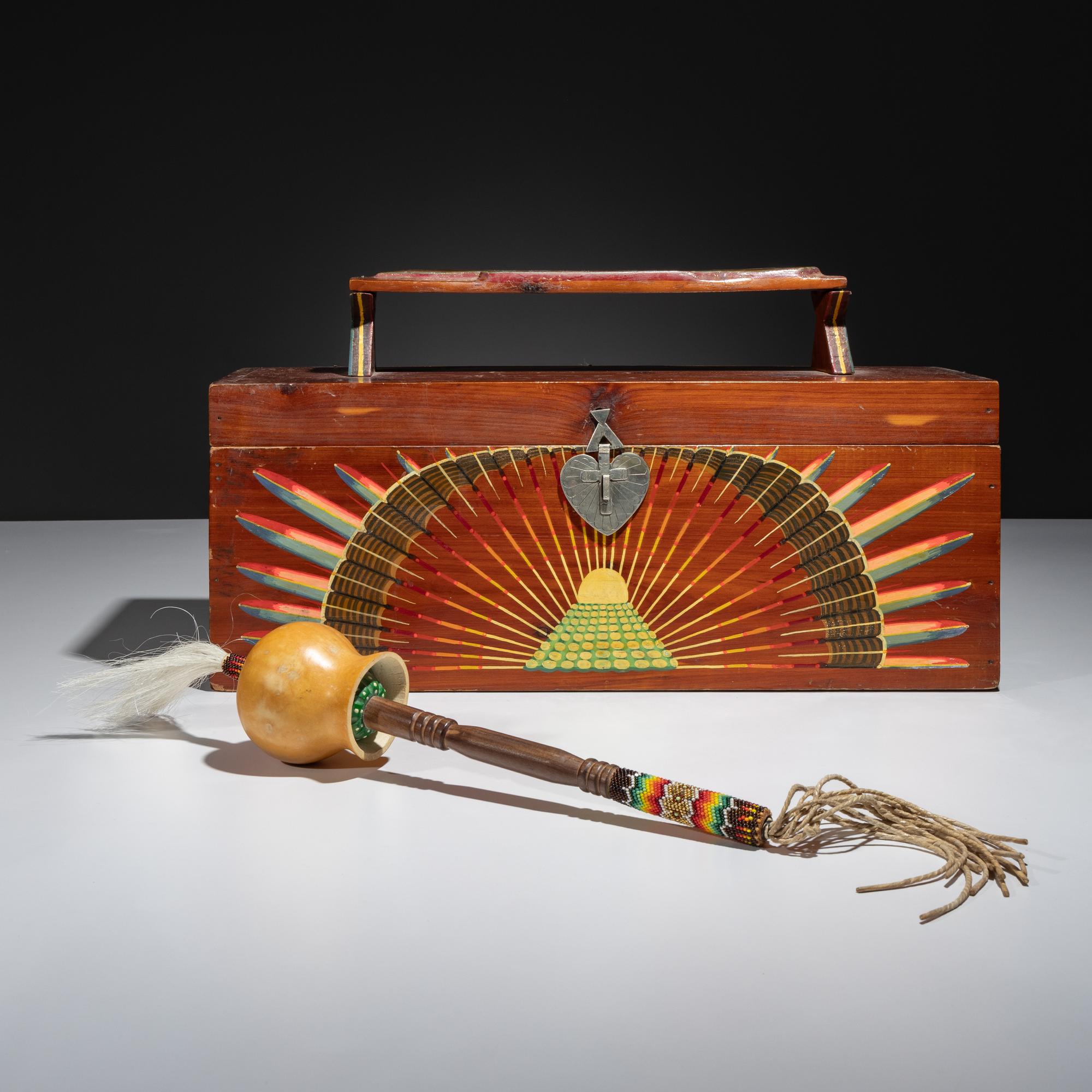 Painted Peyote Box, with Rattle