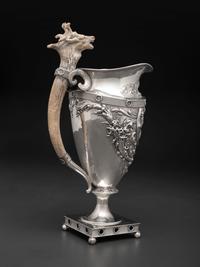 An American Horn-Mounted Silver Pitcher