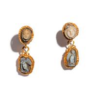 A Pair of Roman Gold and Onyx Cameo Earrings