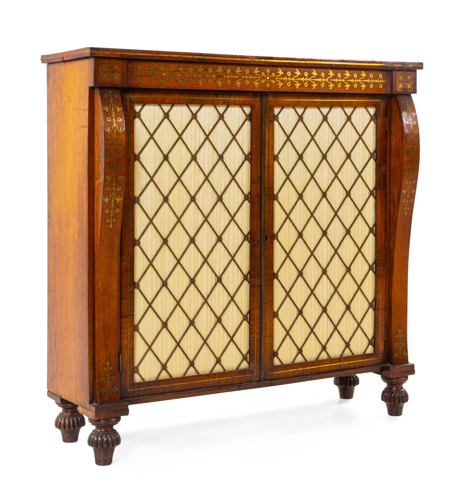 A Regency Brass Inlaid Rosewood Chiffonier