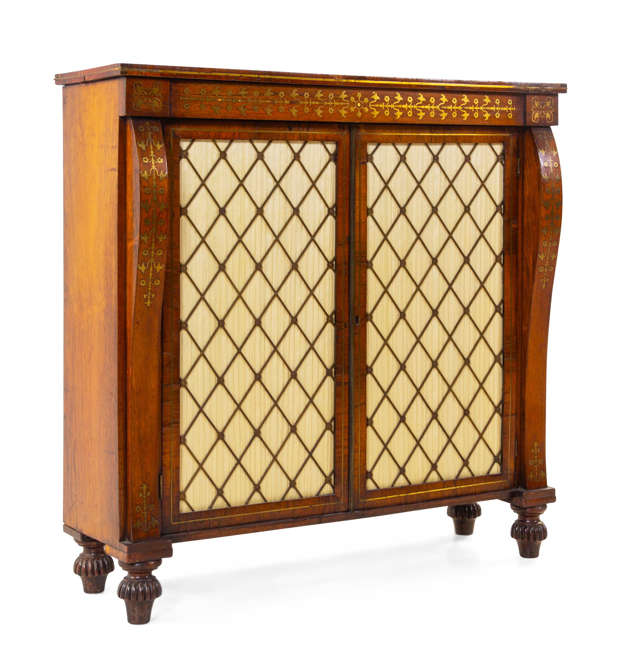 A Regency Brass Inlaid Rosewood Chiffonier