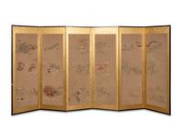 A Japanese Six-Panel Floor Screen