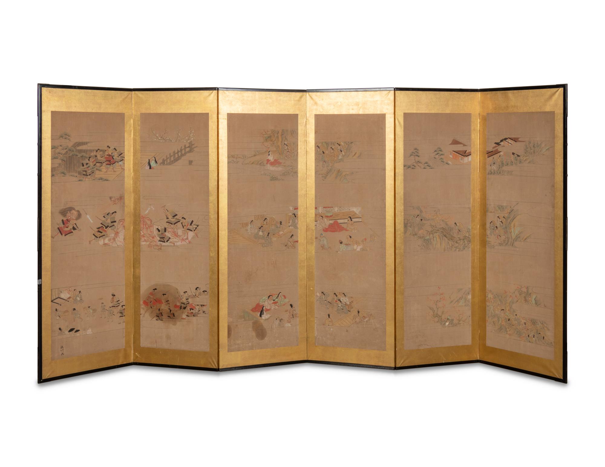 A Japanese Six-Panel Floor Screen