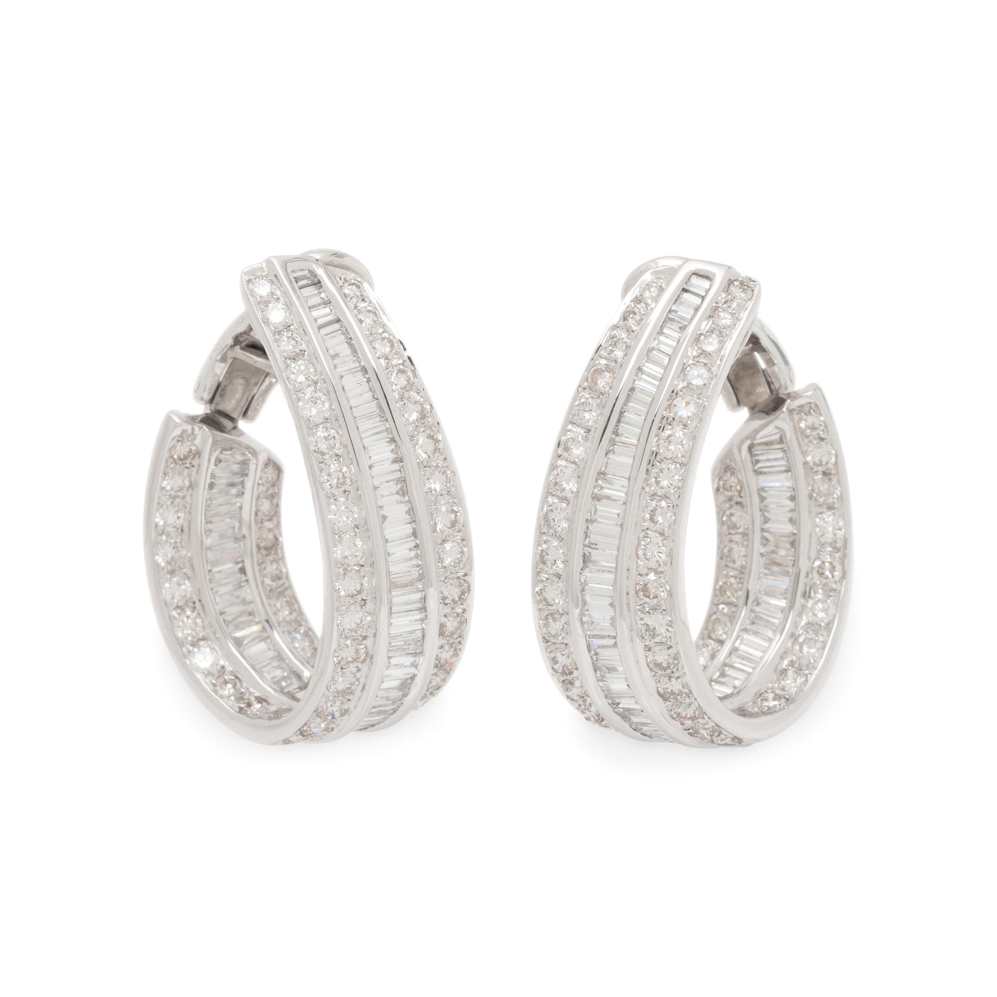 Platinum and Diamond Hoop Earrings
