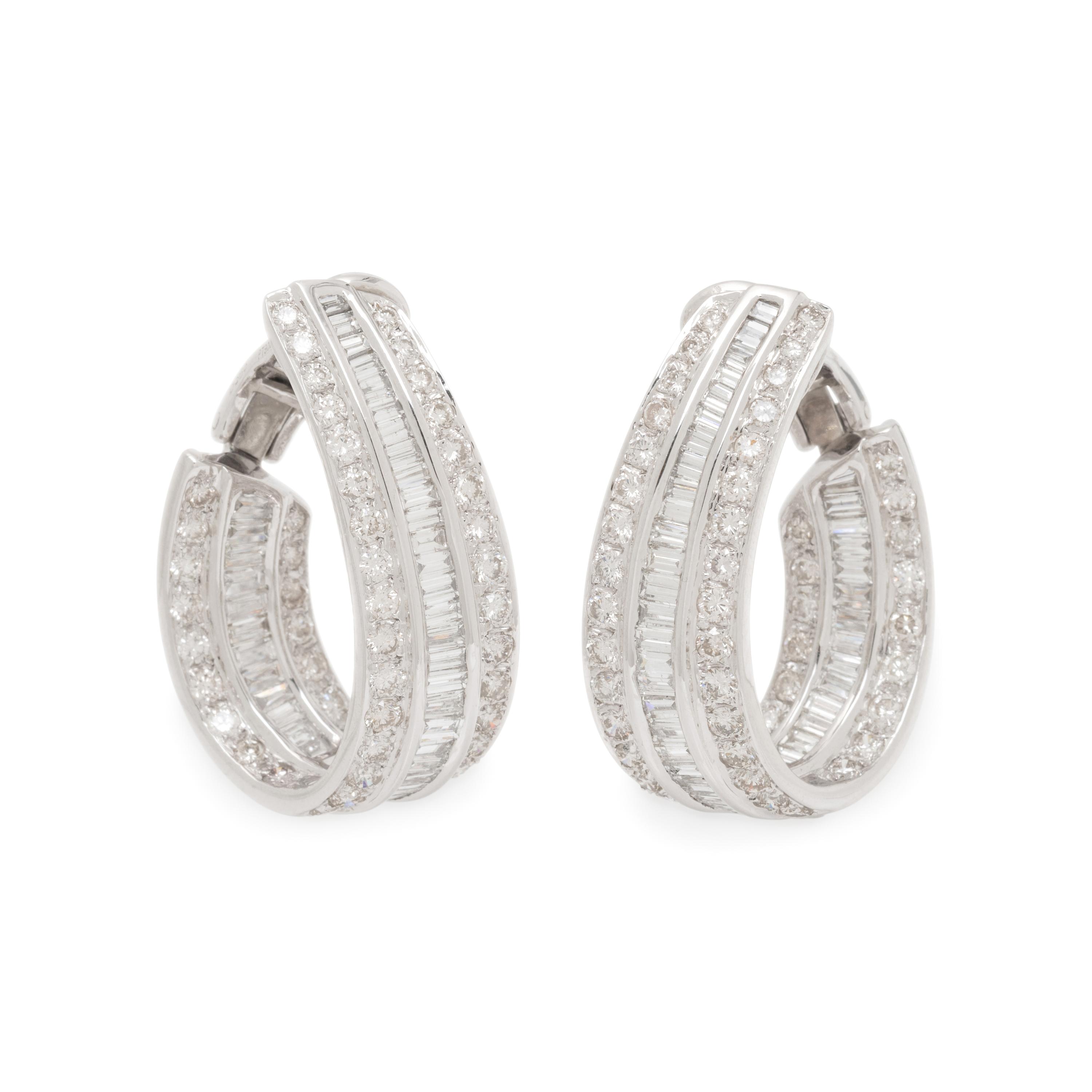 Platinum and Diamond Hoop Earrings