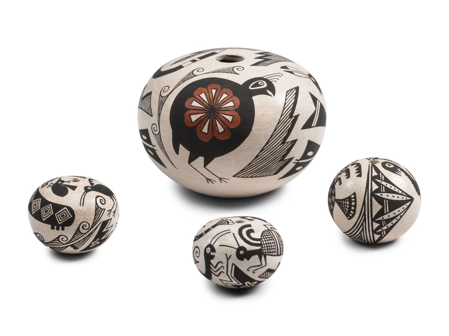 Mimbres-stye Pottery Seed Jars, with Animals