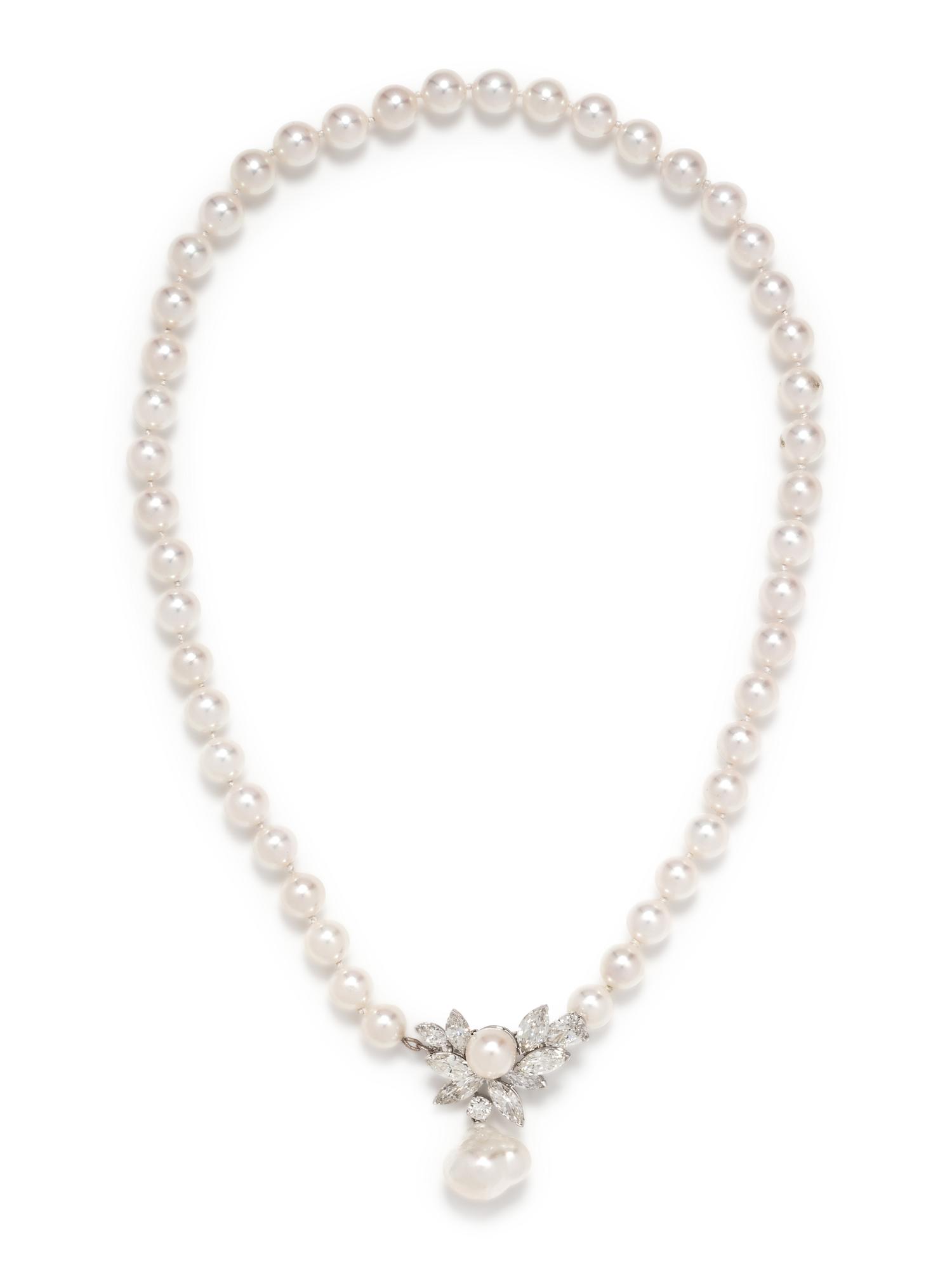 DIAMOND AND CULTURED PEARL NECKLACE