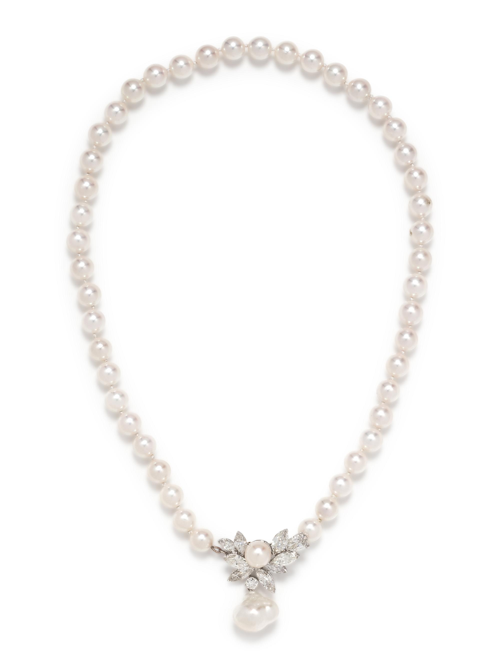 DIAMOND AND CULTURED PEARL NECKLACE