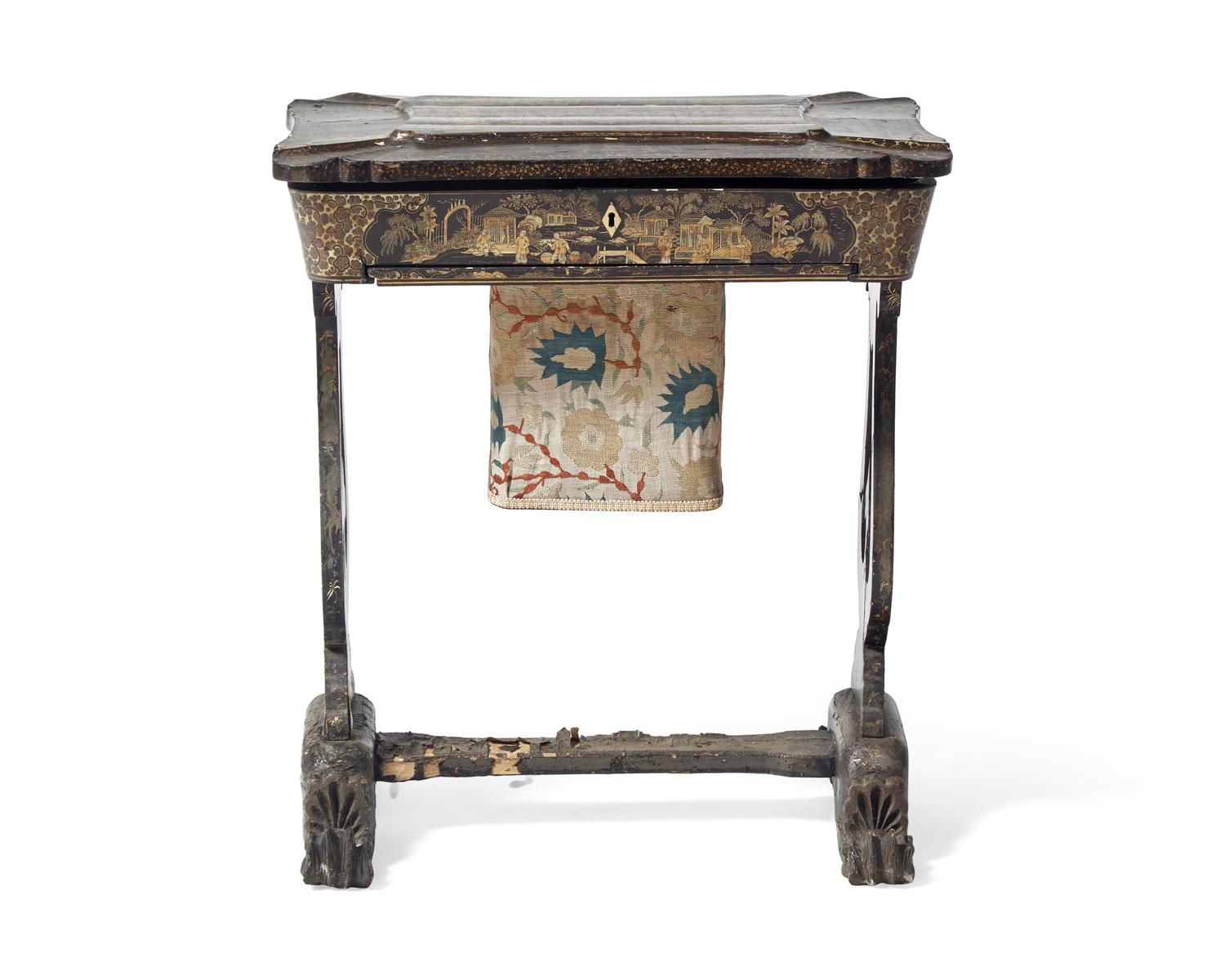 A Chinese Export Lacquer Sewing Table
