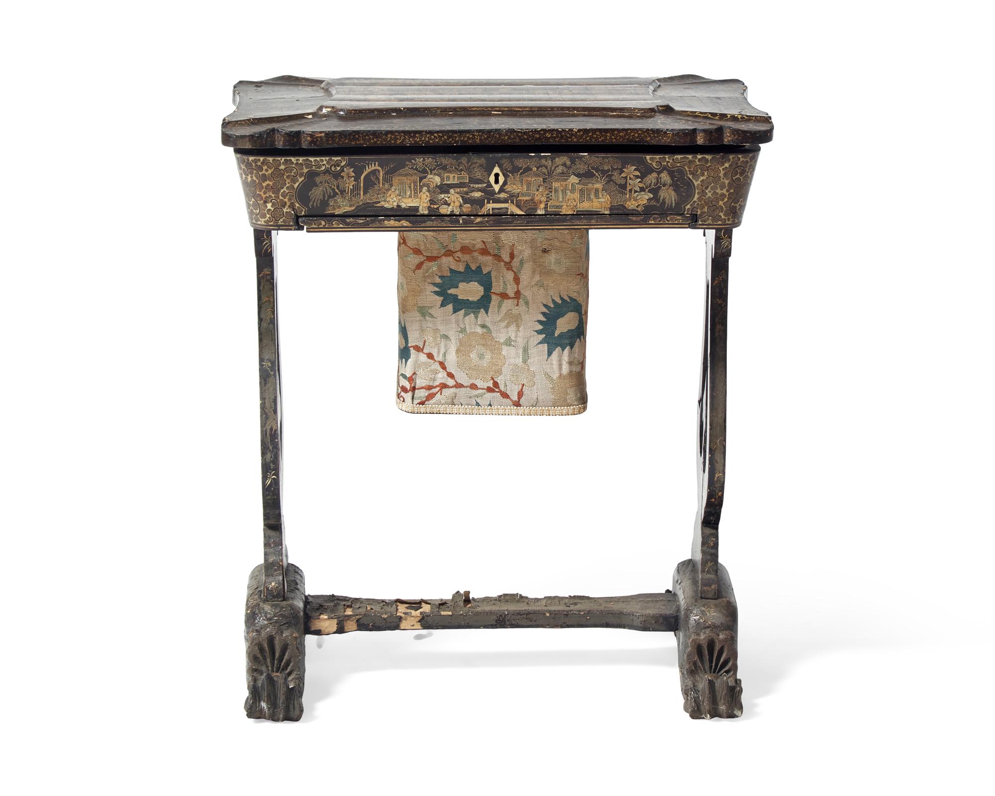 A Chinese Export Lacquer Sewing Table