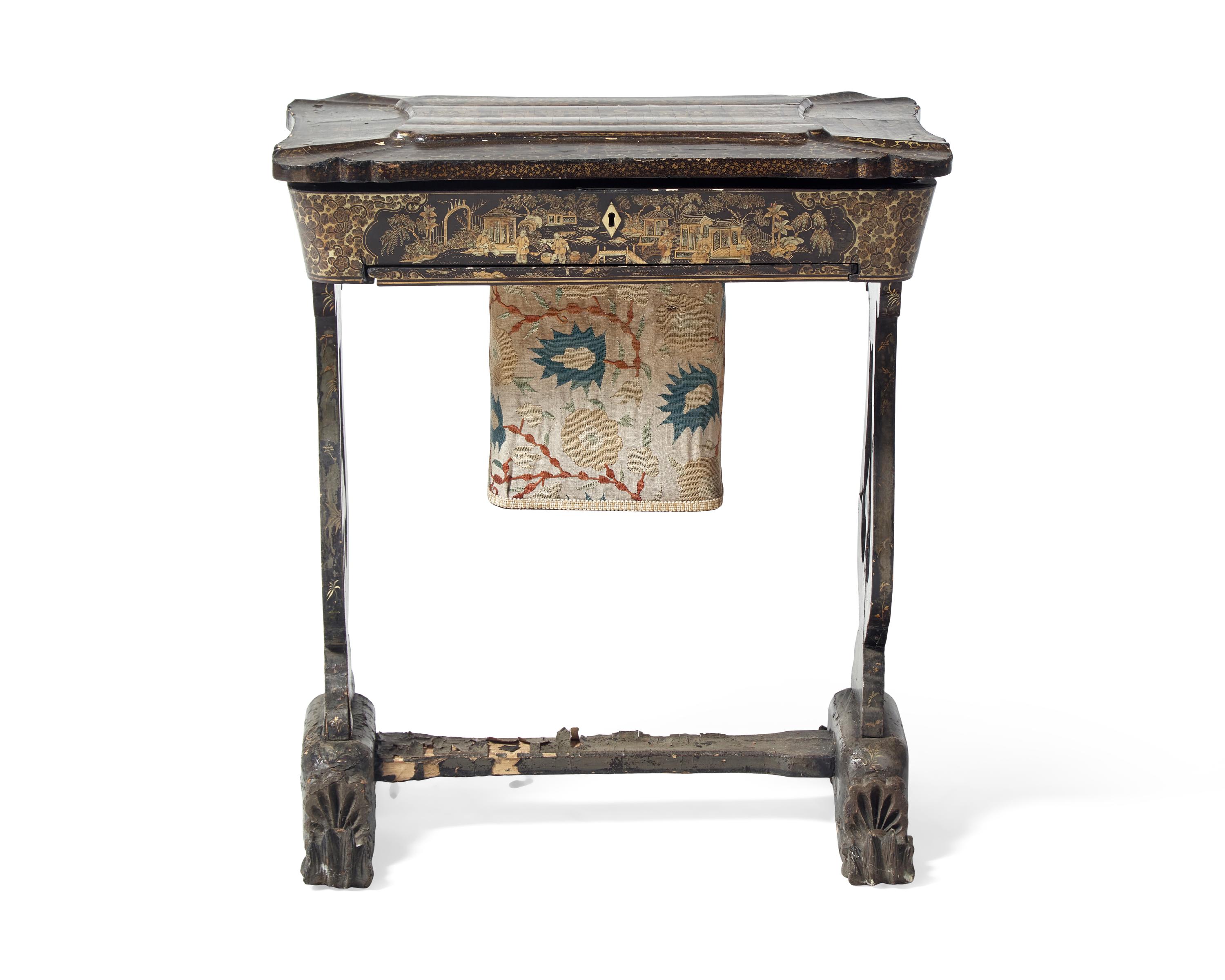 A Chinese Export Lacquer Sewing Table