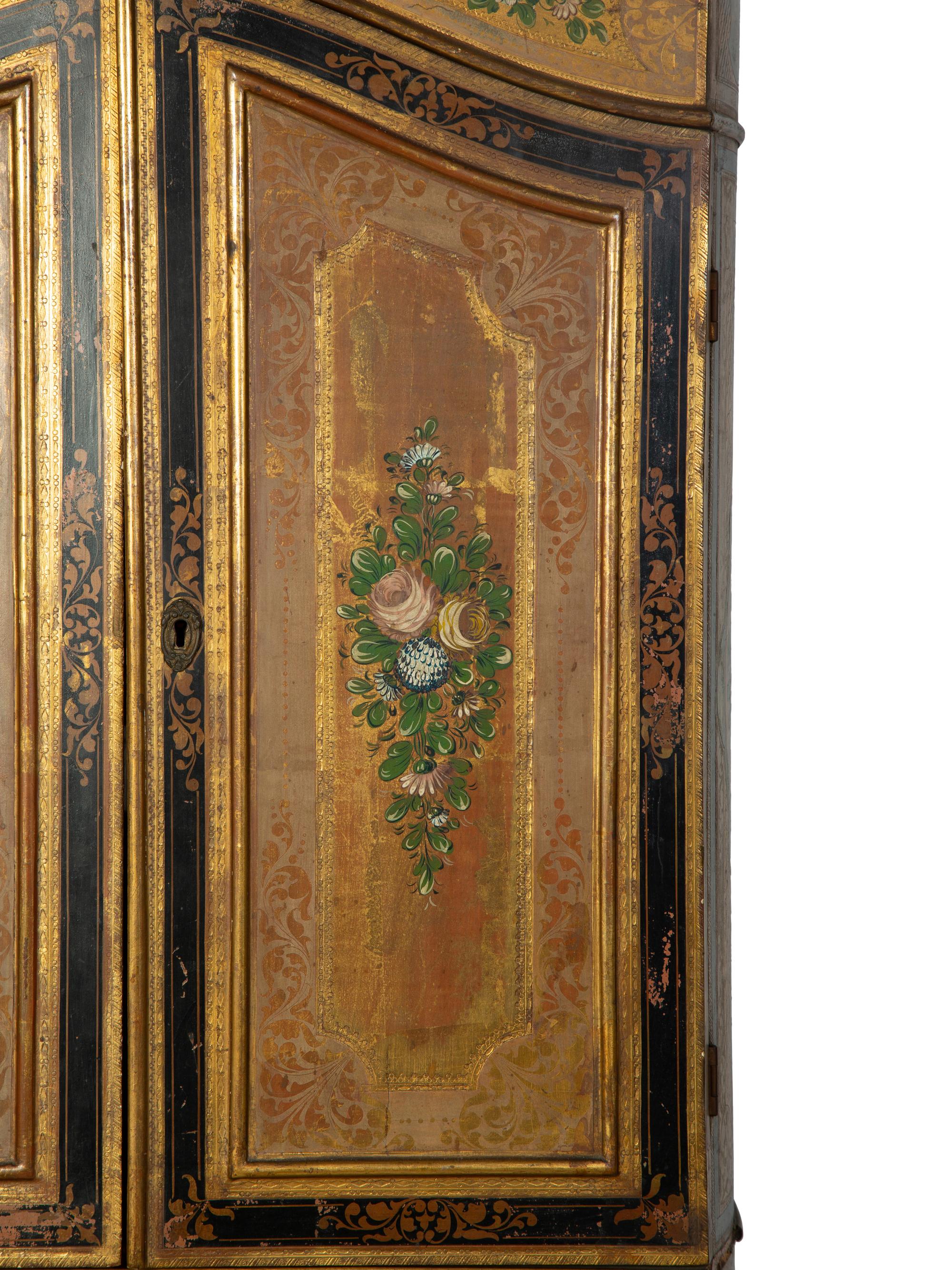 A Venetian Style Polychrome Lacquered Secretary Bookcase — 19TH CENTURY
