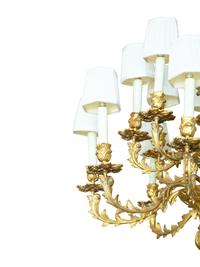 A Louis XV Style Gilt Bronze Sixteen-Light Chandelier