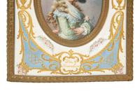 Two Continental Painted Porcelain Plaques in Gilt Metal Frames