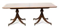 A Regency Style Mahogany Two-Pedestal Dining Table Height 29 1/2 x length 78 x depth 48 inches. — 20TH CENTURY
