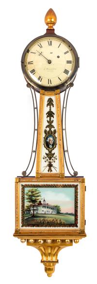 A Federal Style Mahogany and Parcel Gilt Banjo Clock Height 40 1/2 inches. — E. HOWARD & CO., BOSTON, MASSACHUSETTS, 20TH CENTURY