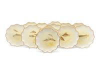 A Set of Twelve Royal Doulton Hand-Painted Porcelain Fish Plates