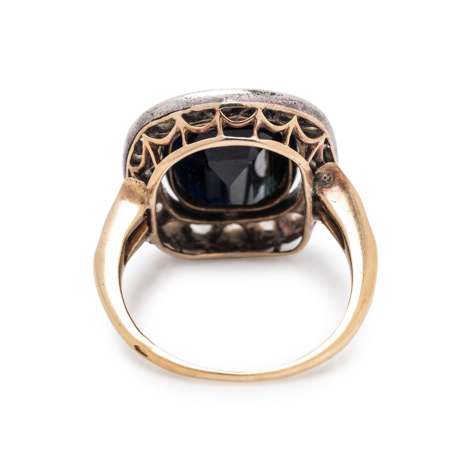 FRENCH, ANTIQUE, SAPPHIRE AND DIAMOND RING