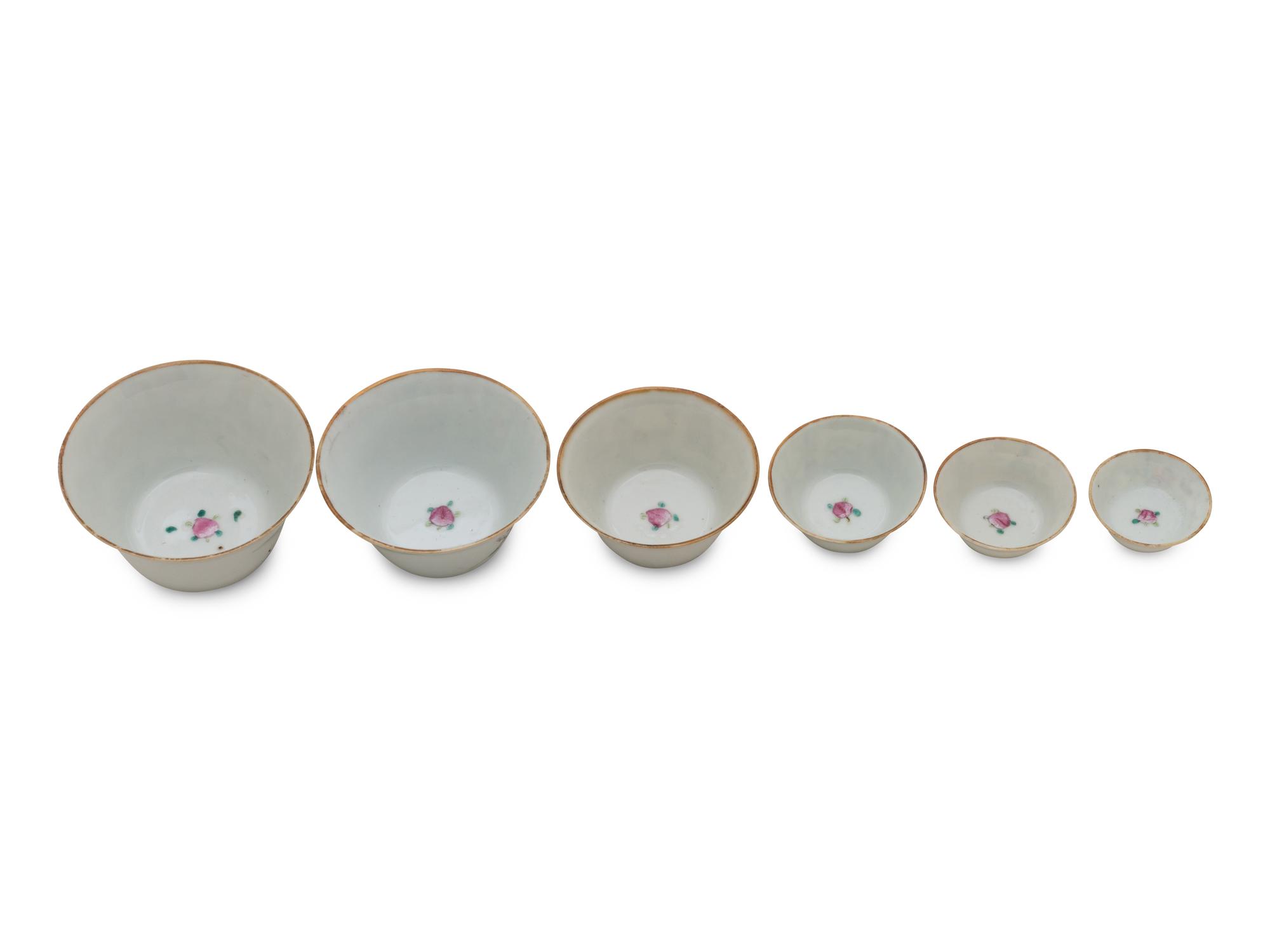 A Set of Six Chinese Famille Rose Porcelain Cups
